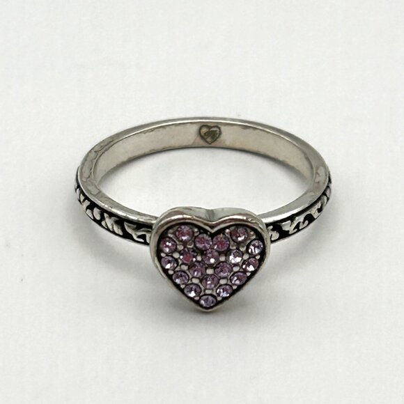Brighton Ring Swarovski Pink Crystal Heart Size 8.25 Retired - Picture 7 of 7